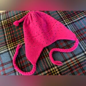 Vintage Vermont Originals Hot Pink Polka Dot 100% Wool Ski Beanie